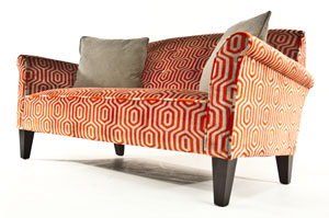 Henderson Russell George Sofa in Orange and Grey Velour 2